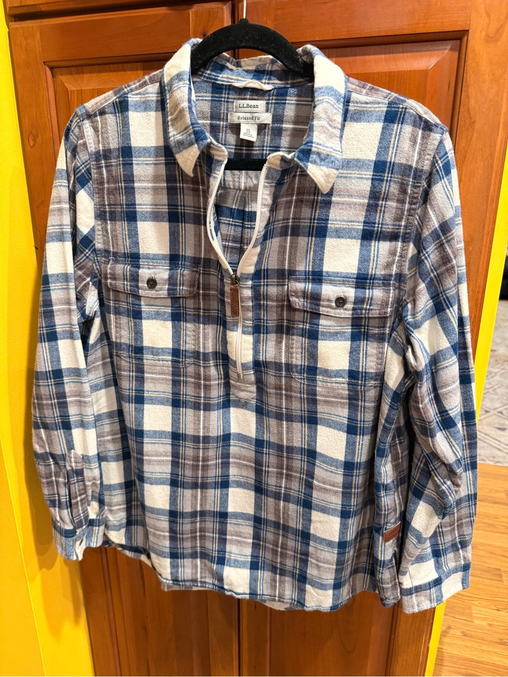 L.L. Bean Women’s Plaid Flannel Zip-Down Shirt XL 100% Cotton